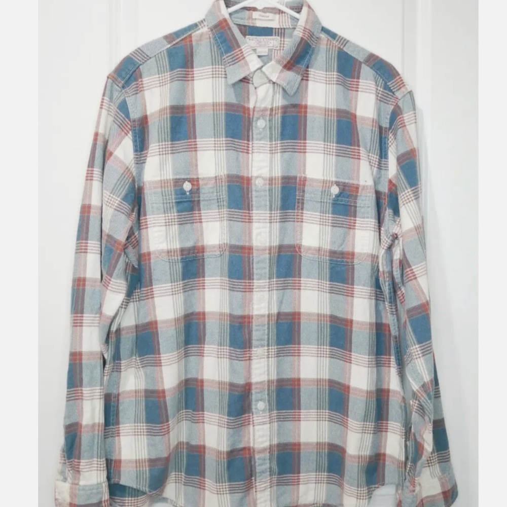Wallace & Barnes midweight flannel shirt in Hoyt Plaid Large EUC!